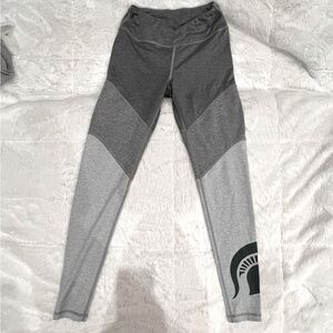 MSU Sports Team Women’s S Gray White Leggings Spartan Logo w/ White Sweatshirt